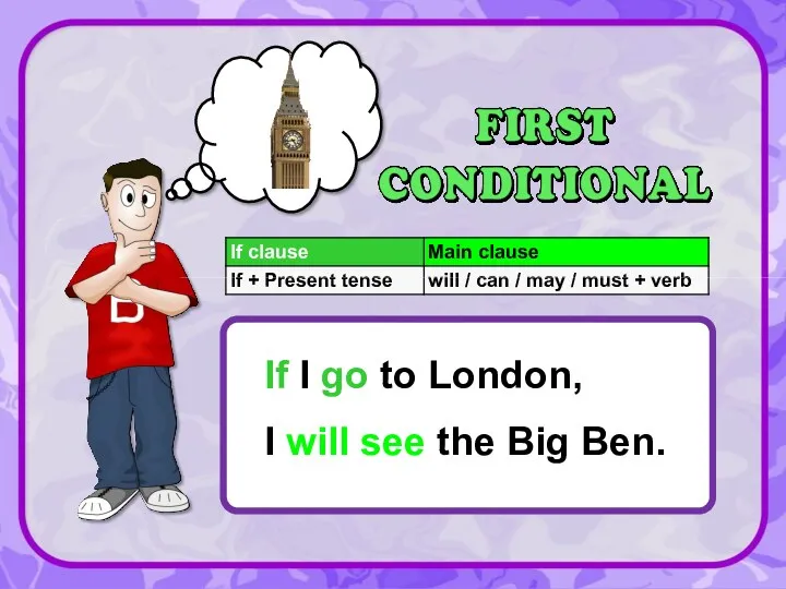 If I go to London, I will see the Big Ben.