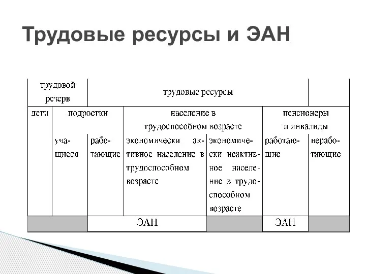 Трудовые ресурсы и ЭАН