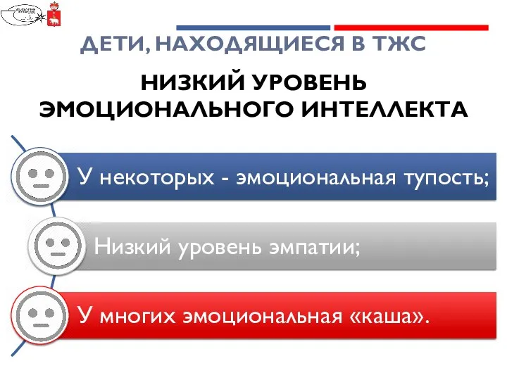 ДЕТИ, НАХОДЯЩИЕСЯ В ТЖС НИЗКИЙ УРОВЕНЬ ЭМОЦИОНАЛЬНОГО ИНТЕЛЛЕКТА