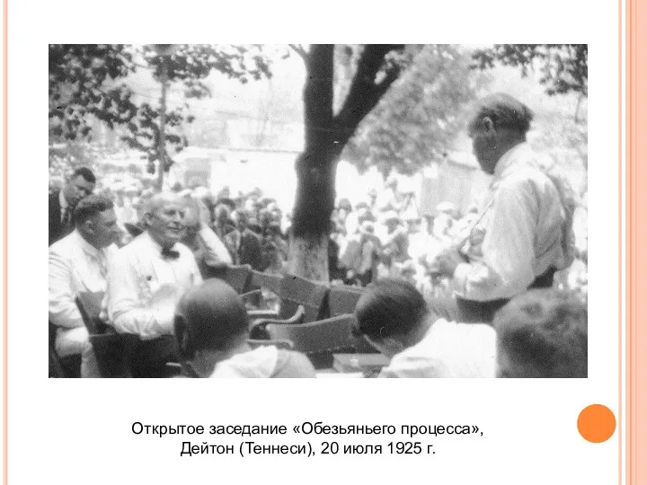 Открытое заседание «Обезьяньего процесса», Дейтон (Теннеси), 20 июля 1925 г.