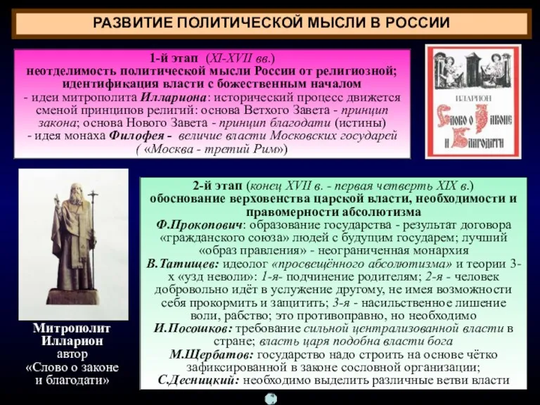 РАЗВИТИЕ ПОЛИТИЧЕСКОЙ МЫСЛИ В РОССИИ 2-й этап (конец XVII в.