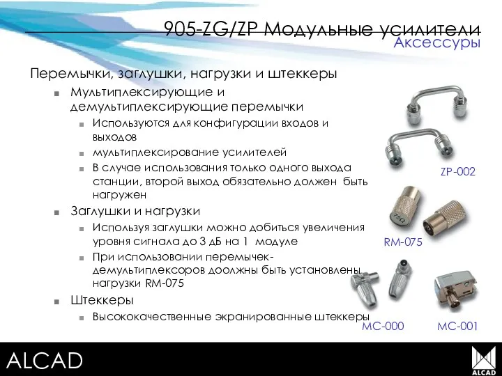 Terrestrial TV equipment 905-ZG/ZP Модульные усилители Перемычки, заглушки, нагрузки и