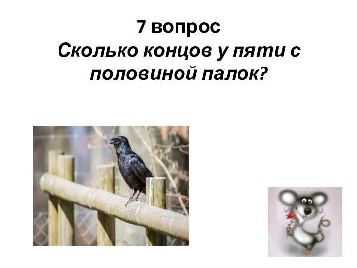 7 вопрос Сколько концов у пяти с половиной палок?