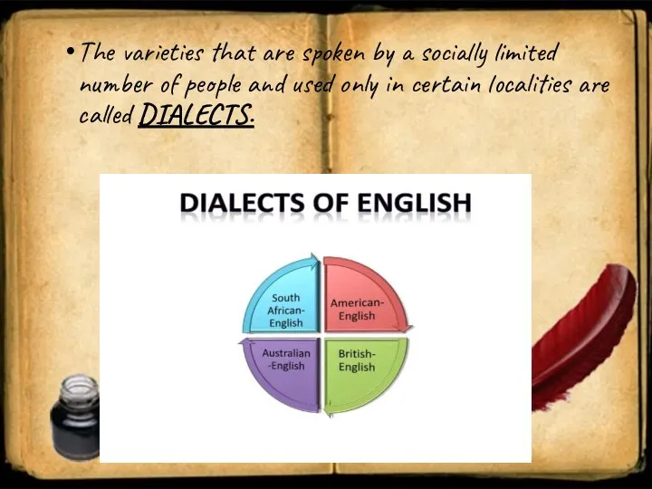 The varieties that are spoken by a socially limited number