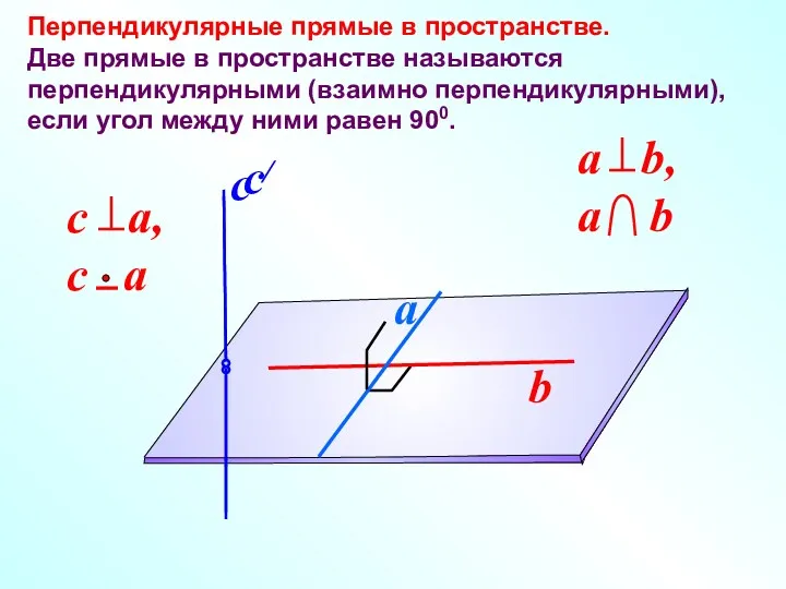 Перпендикулярные прямые в пространстве. Две прямые в пространстве называются перпендикулярными