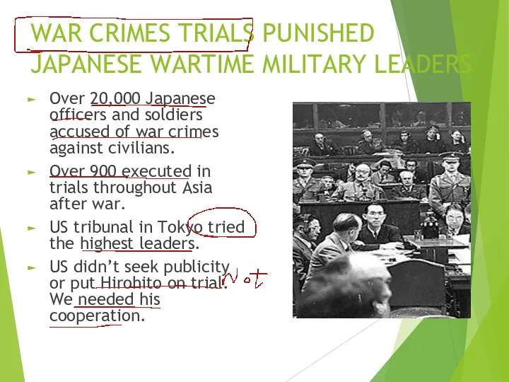WAR CRIMES TRIALS PUNISHED JAPANESE WARTIME MILITARY LEADERS Over 20,000 Japanese officers and