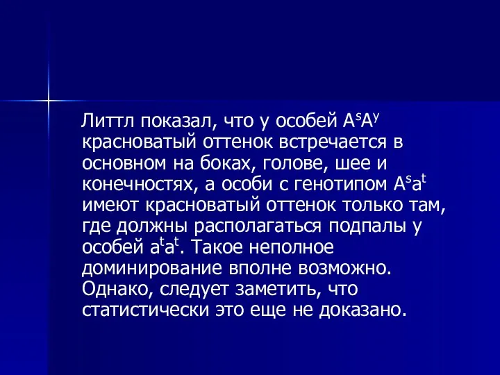 Литтл показал, что у особей AsAy красноватый оттенок встречается в