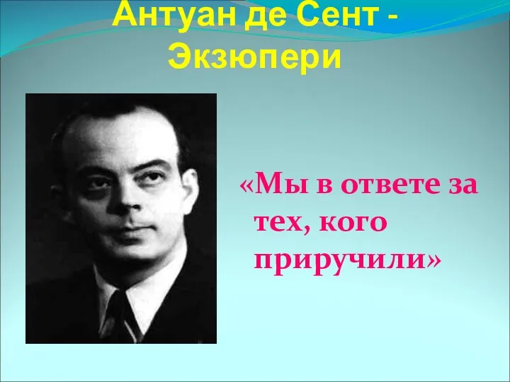 Антуан де Сент - Экзюпери «Мы в ответе за тех, кого приручили»