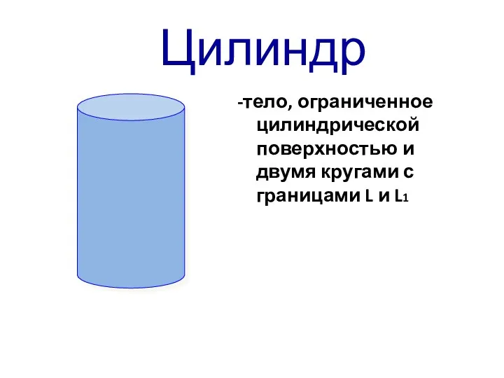 Цилиндр -тело, ограниченное цилиндрической поверхностью и двумя кругами с границами L и L1