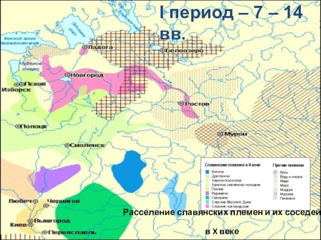 Расселение славянских племен и их соседей в X веке I период – 7 – 14 вв.