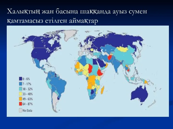 Халықтың жан басына шаққанда ауыз сумен қамтамасыз етілген аймақтар