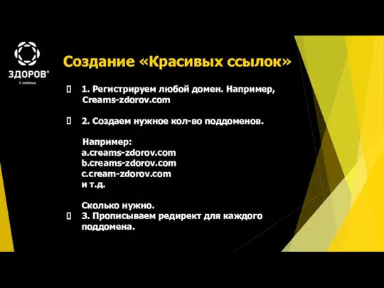 1. Регистрируем любой домен. Например, Creams-zdorov.com 2. Создаем нужное кол-во