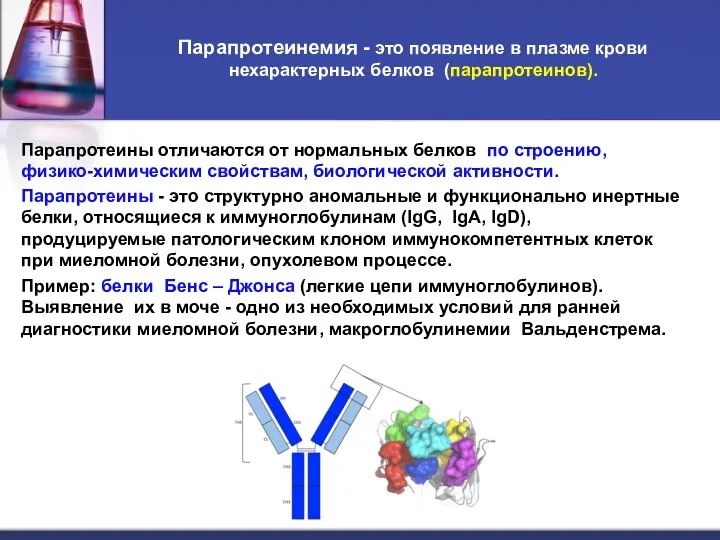 Парапротеинемия - это появление в плазме крови нехарактерных белков (парапротеинов).