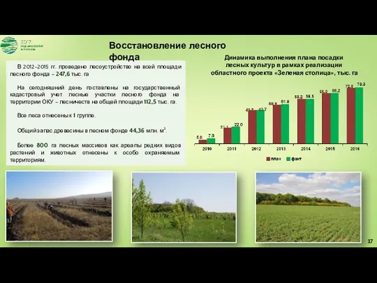 В 2012-2015 гг. проведено лесоустройство на всей площади лесного фонда – 247,6 тыс.