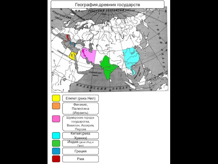 Египет (река Нил) Китай (река Хуанхэ) Финикия, Палестина (Израиль) Шумерские