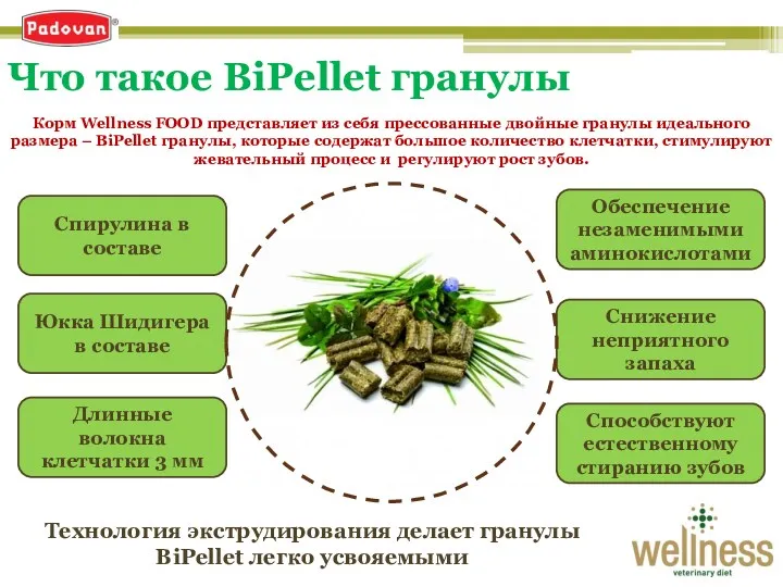 Что такое BiPellet гранулы Корм Wellness FOOD представляет из себя прессованные двойные гранулы