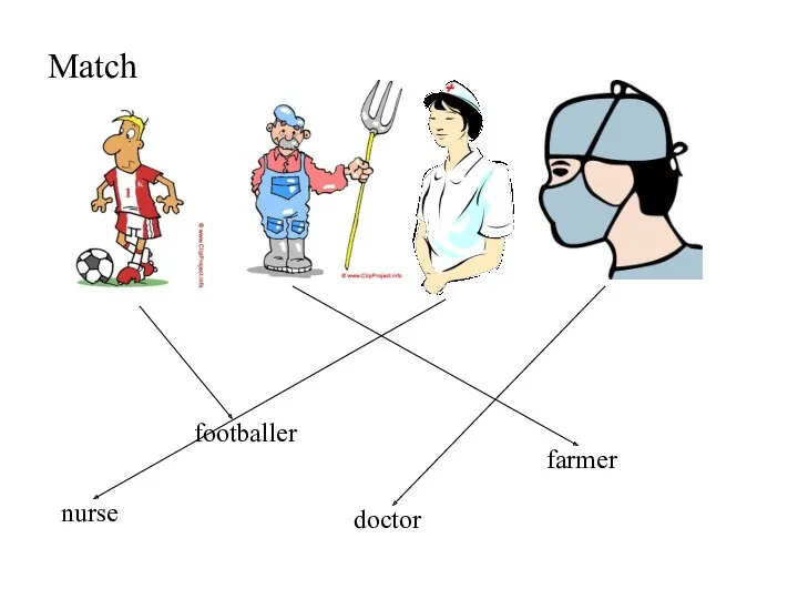 Match nurse footballer doctor farmer