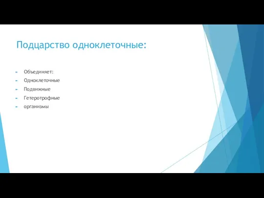 Подцарство одноклеточные: Объединяет: Одноклеточные Подвижные Гетеротрофные организмы