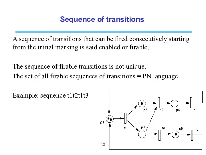 Sequence of transitions A sequence of transitions that can be