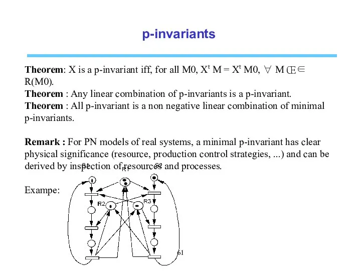 p-invariants Theorem: X is a p-invariant iff, for all M0,