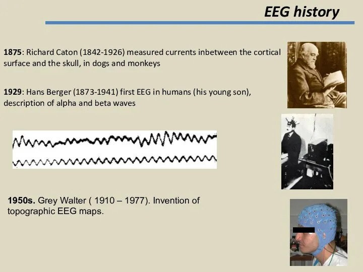 EEG history 1875: Richard Caton (1842-1926) measured currents inbetween the