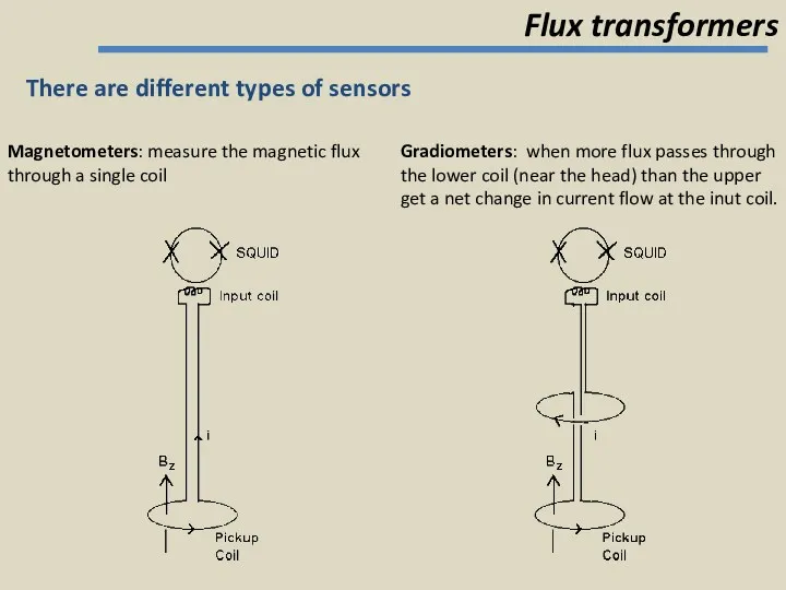 There are different types of sensors Magnetometers: measure the magnetic