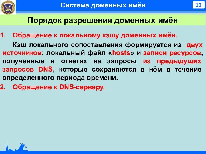 Система доменных имён Порядок разрешения доменных имён Обращение к локальному