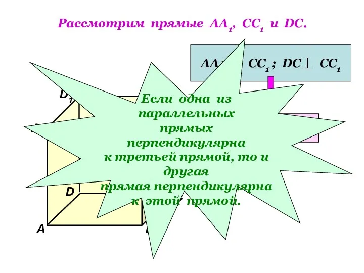 Рассмотрим прямые АА1, СС1 и DC. D1 В А1 А