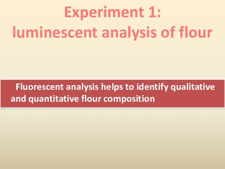 Fluorescent analysis helps to identify qualitative and quantitative flour composition Experiment 1: luminescent analysis of flour