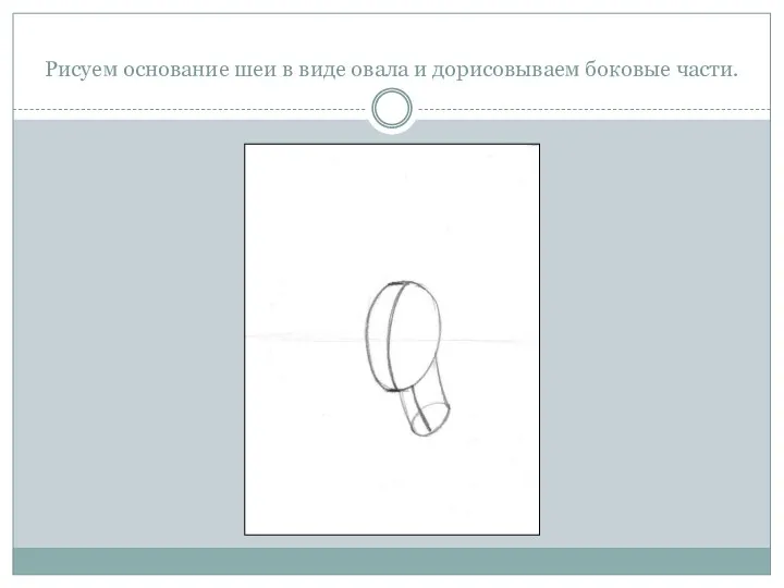 Рисуем основание шеи в виде овала и дорисовываем боковые части.