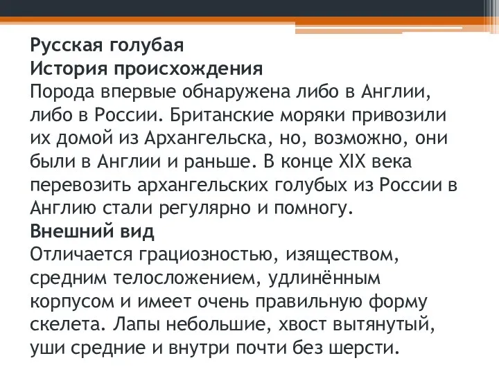 Русская голубая История происхождения Порода впервые обнаружена либо в Англии,