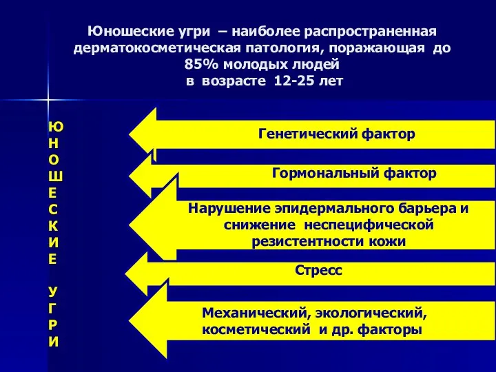 Юношеские угри – наиболее распространенная дерматокосметическая патология, поражающая до 85% молодых людей в