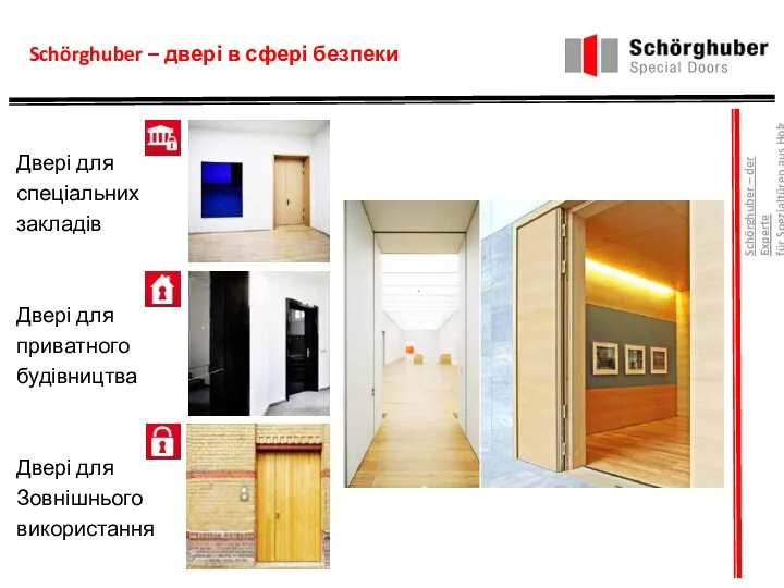 Schörghuber – двері в сфері безпеки Двері для спеціальних закладів