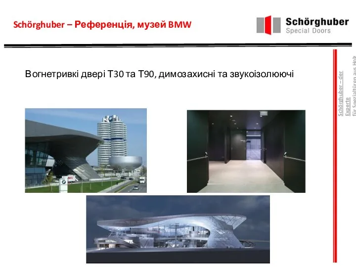Schörghuber – Референція, музей BMW Вогнетривкі двері Т30 та Т90,