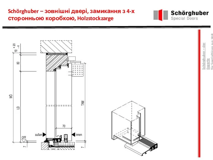 Schörghuber – зовнішні двері, замикання з 4-х сторонньою коробкою, Holzstockzarge