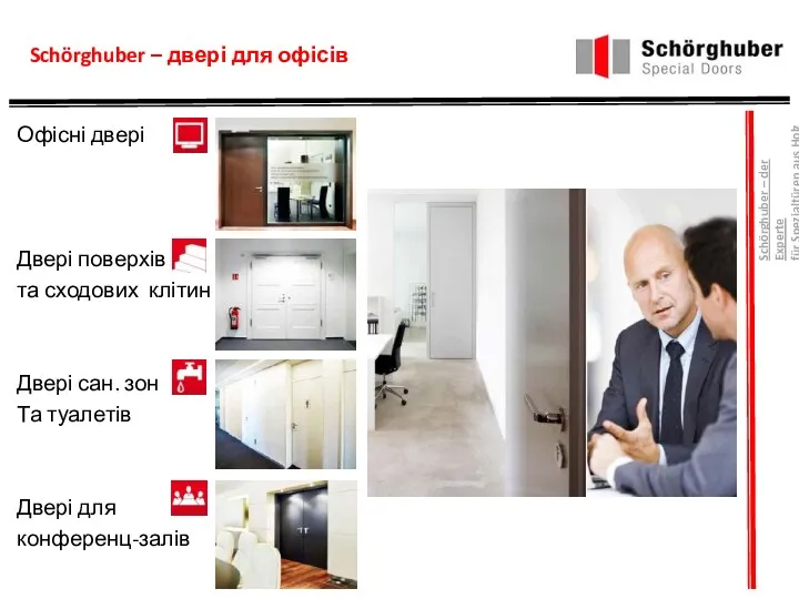 Schörghuber – двері для офісів Офісні двері Двері поверхів та