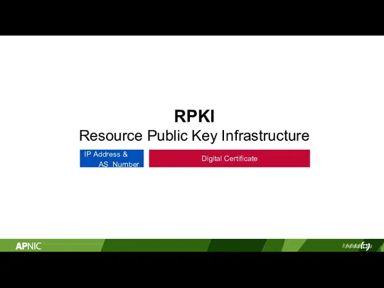 IP Address & AS Number Digital Certificate RPKI Resource Public Key Infrastructure