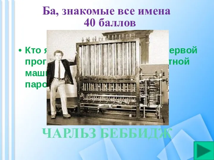 Ба, знакомые все имена 40 баллов Кто является изобретателем первой