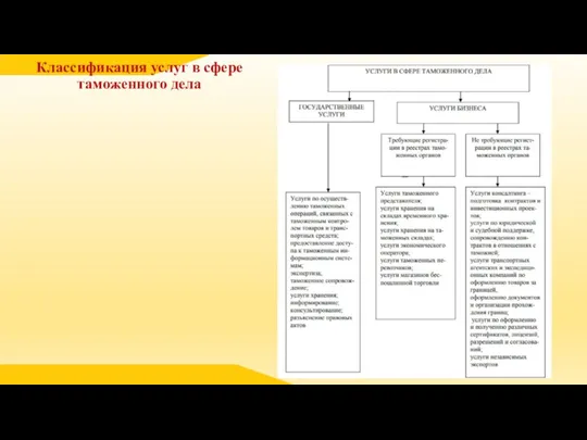 Классификация услуг в сфере таможенного дела