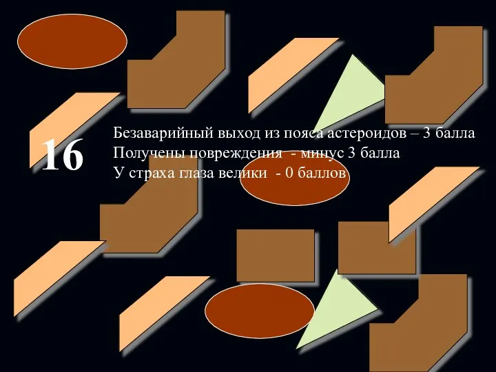 16 Безаварийный выход из пояса астероидов – 3 балла Получены