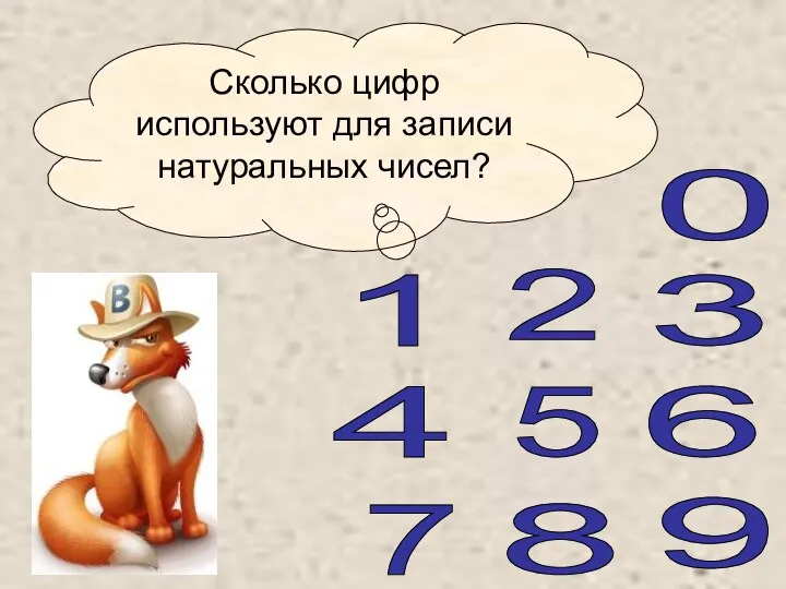 Сколько цифр используют для записи натуральных чисел? 0 1 2