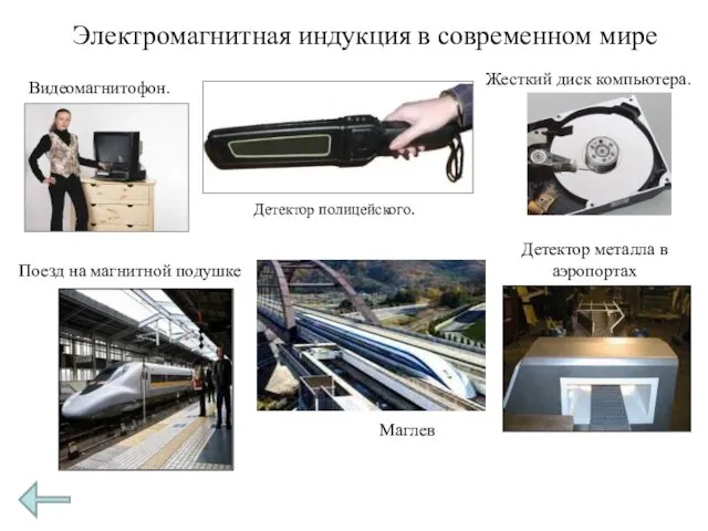 Видеомагнитофон. Жесткий диск компьютера. Детектор полицейского. Детектор металла в аэропортах