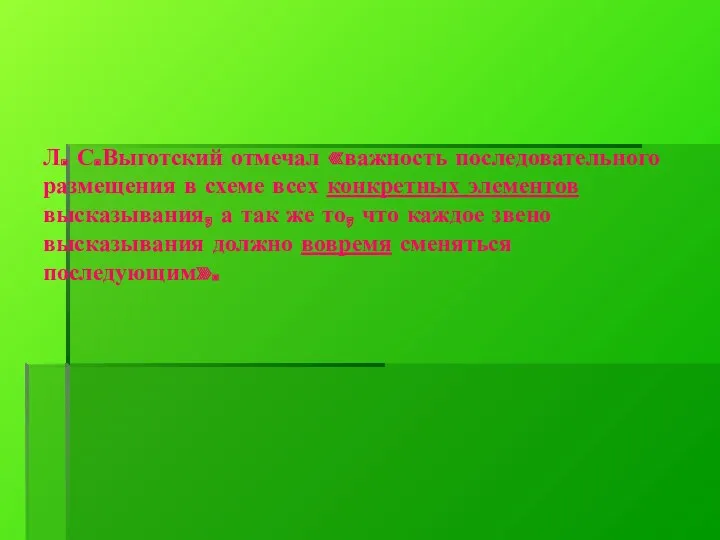 Л. С.Выготский отмечал «важность последовательного размещения в схеме всех конкретных