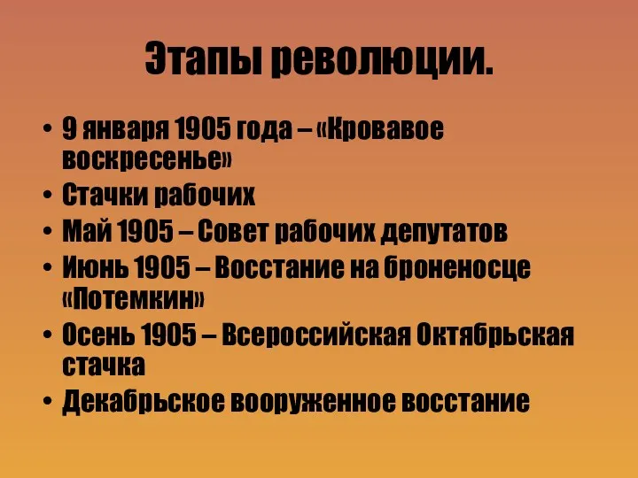 Этапы революции. 9 января 1905 года – «Кровавое воскресенье» Стачки