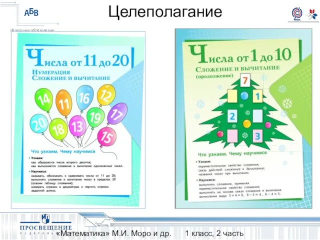 Целеполагание «Математика» М.И. Моро и др. 1 класс, 2 часть