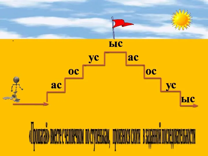 . «Прошагай» вместе с человечком по ступенькам, произнося слоги в заданной последовательности