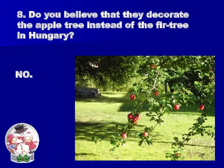 8. Do you believe that they decorate the apple tree