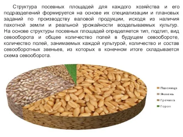 Структура посевных площадей для каждого хозяйства и его подразделений формируется