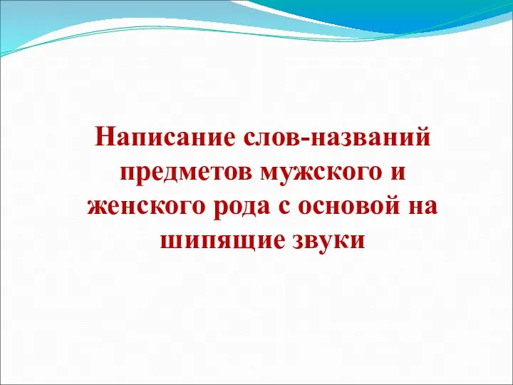 Написание слов-названий предметов мужского и женского рода с основой на шипящие звуки