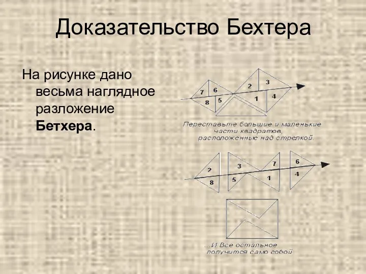 Доказательство Бехтера На рисунке дано весьма наглядное разложение Бетхера.